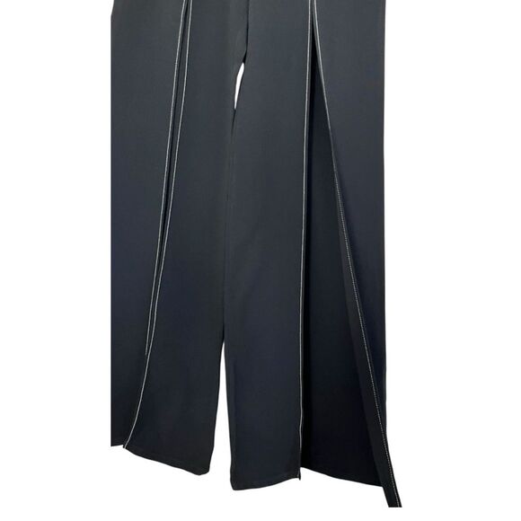 NWT Alexis | Black Oliviera Front Slit White Stitching High Waisted Pants M - Picture 7 of 12